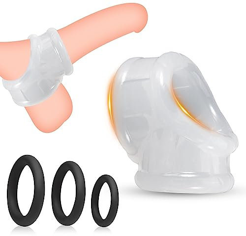 BDSMYOU Verstellbarer Penisring Dehnbar Silikon Cockring & Dreifache Bondage Penishülle Penis Sleeve Penisringe mit Hodensack Hodenring Ballstretcher,Sex Spielzeug ab 18 für Paare Extrem