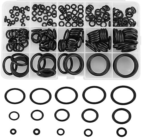 200 Pcs O-Rings Gasket Kit, 15 Sizes Rubber Nitrile Washers O Rings Assorted Set, Kitchen Tap Washers Seals Spacers for Mixer Taps, Plumbing, Rubber Spacer Auto Quick Repair Washers Seal Gasket