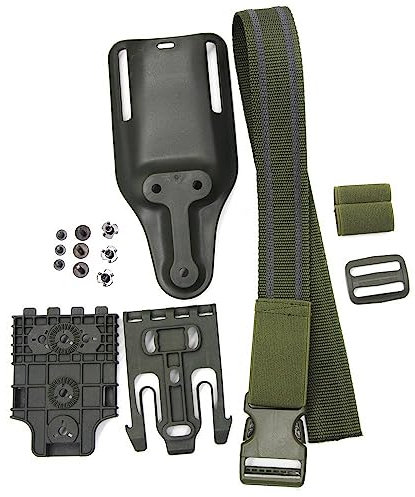 ACEXIER Táctico Correa Drop Leg Band Sistema de Cierre rápido para G1ock 17 M9 Adaptador de Plataforma de Funda de Pistola con QLS 19 22 Accesorio de Caza (Green-3PCS Long Set)