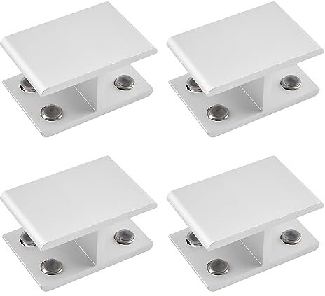 INCREWAY Morsetti per vetro, confezione da 4 staffe regolabili a doppio lato in lega di alluminio per mensole in vetro, supporto a morsetto per vetro per spessore 18-20 mm, 180 gradi