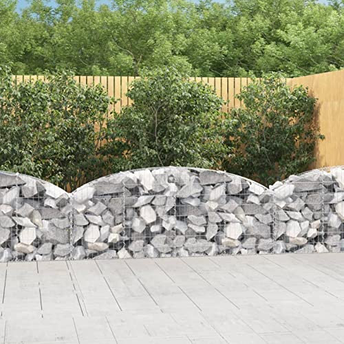 Homgoday Cesto Gabbione ad Arco 200x30x60/80 cm Ferro Zincato, Gabbioni Metallici per Pietre, Gabbione Fioriera, Gabbioni da Giardino