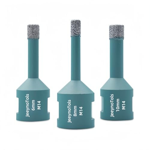JeeynoTols Foret diamant 6/8/10mm 3 pièces - sicloche diamant trépan diamanté carrelage pour les trous dans la porcelaine, la céramique, le granit et le marbre avec un filetage M14.