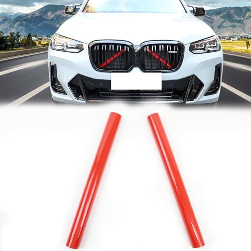 X3 G01 Kühlergrill Streifen Trim für BMW X3 G01 F25 X4 G02 F26 X5 G05 F15 E70 X6 G06 F16 E71 X7 G07, V-Brace Wrap Abdeckungen Blau Grill Streifen Frontgrill Einfassungen Streifen (Rot)