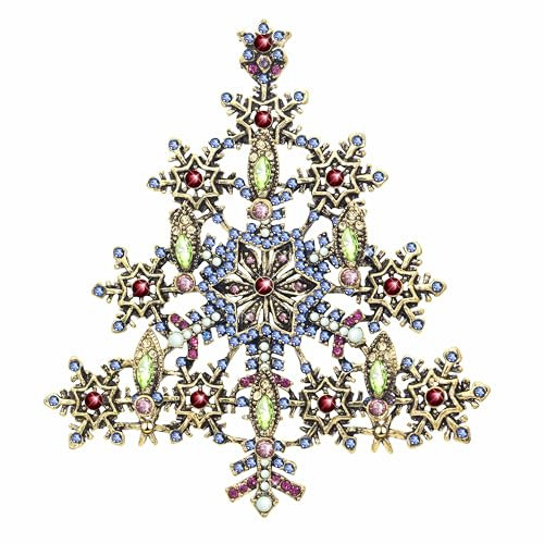 KristLand Vintage Kristall Weihnachtsbaum Brosche Pin Retro Brosche Schal Anzug Geburtstag Weihnachten Party Geschenk für Frauen Männer