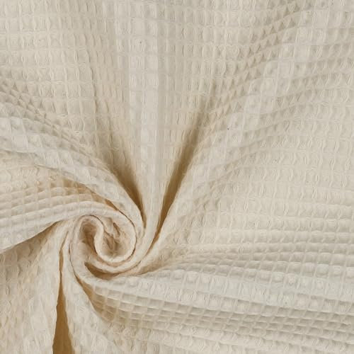 VmG-Store Waffelpique Meterware 40 Farben Waffel Stoff 100% Baumwollstoff Tex Standard 100 (047 Natural, 50 x 150cm)