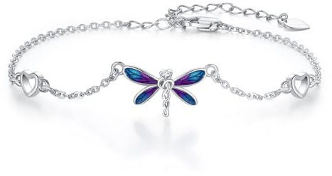 REDSUN Libelle Armband 925 Sterling Silber Adjustable Armband Blau Zierliche Libelle Schmuck Geschenke für Frauen Mädchen