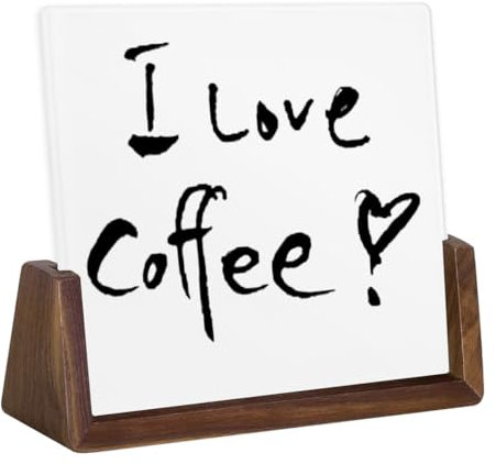 Umtiti Tableau blanc effaçable à sec avec base en bois massif, tableau blanc mémo de bureau, bloc-notes, mini tableau blanc en verre pour affichage de table (Glass1518-noyer)