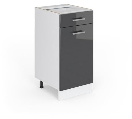 Vicco Unterschrank R-Line, Anthrazit Hochglanz/Weiß, 40 cm mit Schublade, ohne Arbeitsplatte
