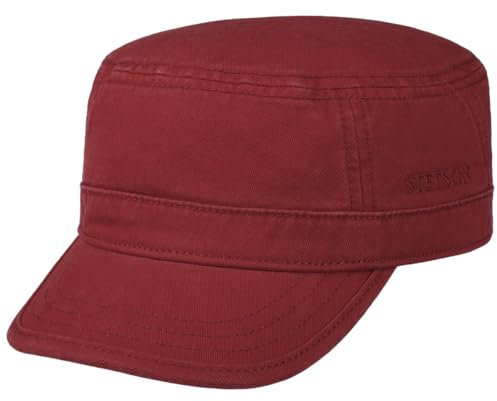 Stetson Gosper Army Cap Urban aus Baumwolle Militärcap mit UV-Schutz 40 Damen Herren Sommer Winter dunkelrot L (58-59 cm)