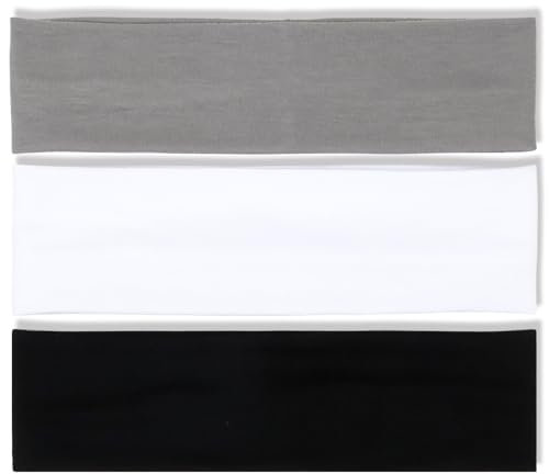 TERSE Stirnbänder Damen Haarband Damen Dünn Stirnband Haarbänder Elastisch Haarreifen für Frauen Sport Yoga Workout Sommer Hair Bands, Schwarz, Weiß und Grau Headbands 3 Stück