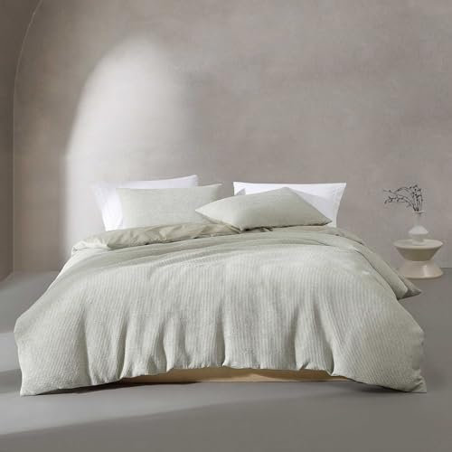 Calvin Klein Bettbezug-Set, superweiche Bettwäsche mit modernem Mikrowaffel-Design, lässige Bett-Essentials (Microwaffle Green, Queen)