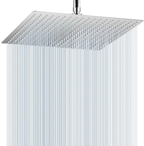 WOOPHEN Rain Shower Head, 16 Extra Large High Flow Stainless Steel Square Rainfall ShowerHead, Awesome Shower Experience Even at Low Water Flow (Chrome)