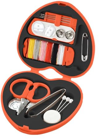 -Reise-Nähset, Nähset für Unterwegs tragbares Reise-Nähzubehör mit niedlichem herzförmigem Aufbewahrungskoffer, Nähreparaturset mit Faden, Schere, Nadel, Stecknadeln