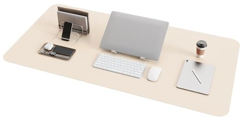YSAGi Schreibtischunterlage, Mauspad mit Leder und Rutchfeste Wildleder, Multifunktionales Office Mousepad Laptop Schreibunterlage, Tisch-Schutz Unterlage für Büro/Home-Office (Beige, 100x50cm)