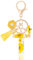 MWOOT Letter Keychains Initiale Lettre Porte Clef Lettre T,Alphabet Initial Keyring avec Pampille Pendentif,Jaune Pétales Feuille D'or Key Ring pour Femmes Filles Portefeuilles Sac à Main Charme(T)