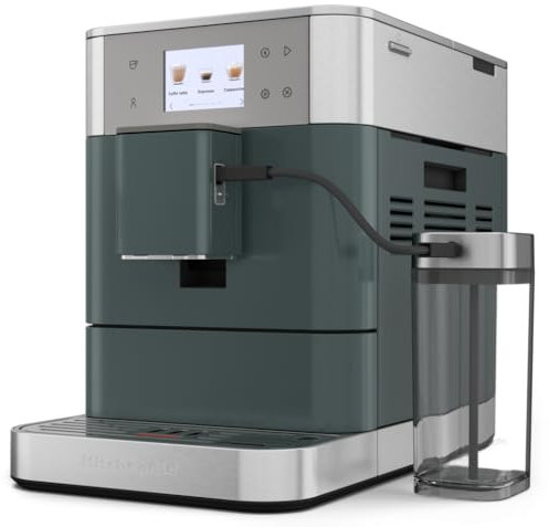 KitchenAid Kaffeevollautomat Maschine I KF7 I Heißgetränke von Espresso bis Cappuccino I 20 voreingestellten Getränken, automatischem Aufschäumen und Erwärmen von Milch I mit Milchbehälter (Juniper)