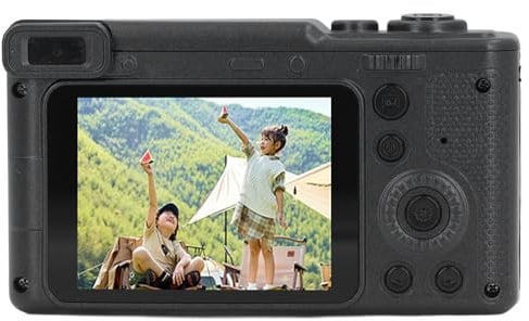 2 Appareil Photo Numérique Autofocus 4 Pouces avec Objectif et écran Haute Définition pour la Photographie (Black)