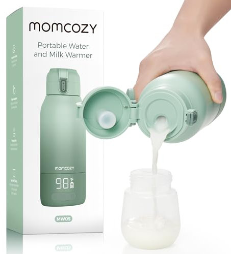 Momcozy Chauffe-lait portable pour voyage – Deux modes de chauffage pour le lait maternel et l'eau, chauffe-biberon portable avec chauffage rapide et longue durée de vie de la batterie, grande