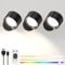 LED Wall Reading Lights with Remote, 3 Pcs Rechargeable RGB Wall Mounted Reading Sconces Lamp 3000mAh, 3 Colors & Dimmable Magnetic 360° Rotation Wall Lighting Spotlights for Bedroom Bedside