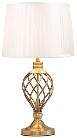Hepburn Large Barley Twist Table Lamp Antique Brass (Ivory Pleated)