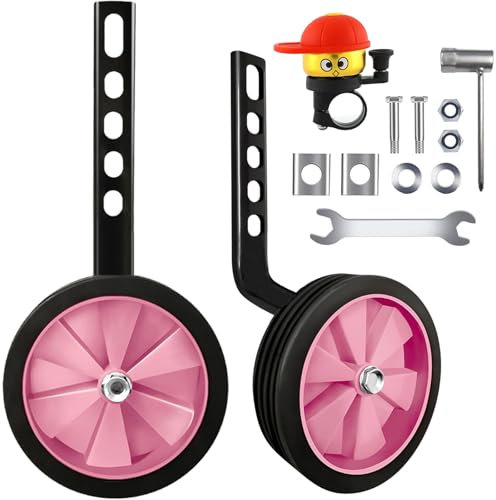 Fahrrad Stützräder Kinder, Stützräder für Kinderfahrräder, Verstellbare Stützräder für Kinderfahrräder, Universell Stützräder für Kinderfahrrad, Stützräder Kinderfahrrad für 12-20 Zoll (rosa)