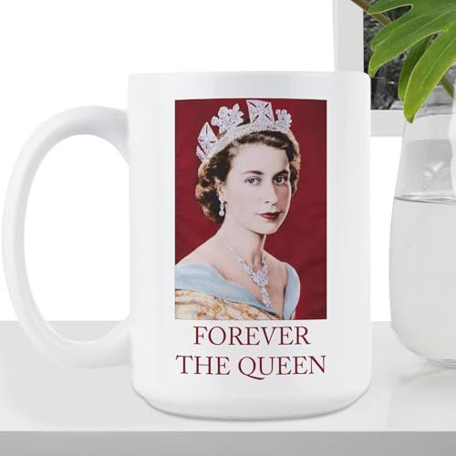 Queen Elizabeth II Gedenktasse – Keramik England Queen Weihnachten Kaffee Tee Tasse | 425 ml britisches Souvenir Andenken, Gedenkornament, königliche Dekorationen für Zuhause, Geschenk und