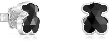 TOUS Damen Ohrringe aus Sterlingsilber mit 10mm Onyx Bär, Symbolfarbe