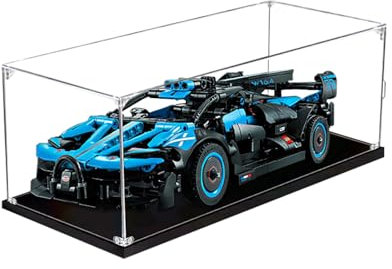 Acryl-Vitrine für LEGO 42162 Bugatti Bolide Rennwagen, Le/Go Modellautovitrine, transparente, staubdichte Acryl-Box (35 x 15 x 15 cm) (seitliche Öffnungstür)