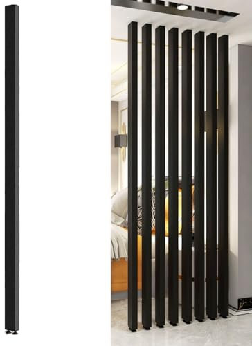 WIGING Schwarz Raumteiler, Trennwandpfosten Für Büro, Treppe, Loft Und Veranda Lamellentrennwand Mit Verstellbaren Füßen Kein Bohren Erforderlich(80cm/31.5in/2.62ft,1PCS)