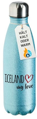 Huuraa Flasche Iceland my love Geschenk 500ml Blue Wasserflasche Iceland Geschenkidee