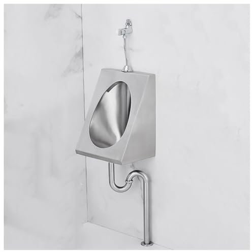 Sxlawesom Urinario de Acero Inoxidable Urinario de Pared para baño Masculino Urinarios comerciales con Descarga(Silver#B)