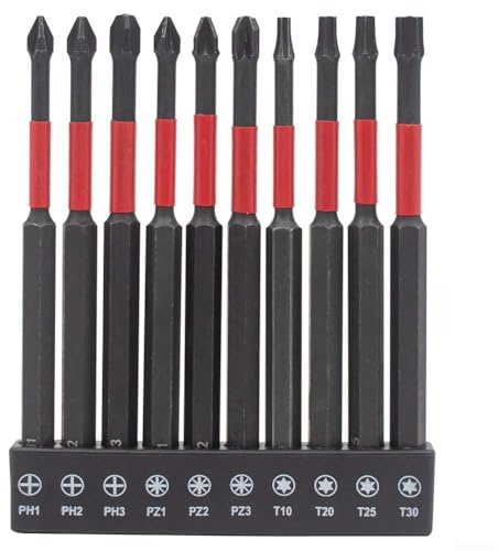 Magnetische Schraubendreher-Bits mit Sechskantschaft, für Torx-Kreuz, für Pozidriv-Einsatz, kompatibel mit pH- und PZ-Größen für Bohrmaschinen und Schraubendreher, 100 mm