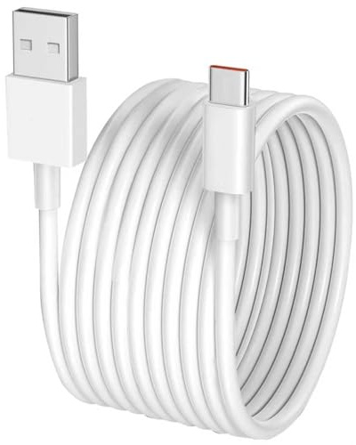 KenHLun 5M Long USB C Cable Power Extension Camera Cable White 1080P | USB A to Type C Charging Lead Data Sync Cord for Home Security Cameras Mi 2K CCTV Ring Pan-Tilt USB-C Smart Phones