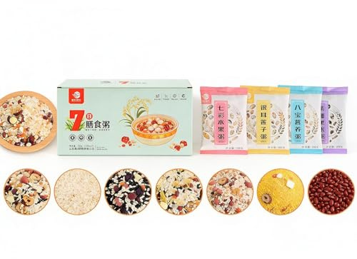 7 Flavors Multigrain Porridge, 1 Box Packs 700g, Nutritious Breakfast Cereal, Quick & Easy Cooking With Stove/Electric Rice Cooker, Suitable For Whole Family