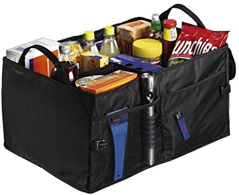 Hama Kofferraumtasche groß (Faltbare Autotasche, Kofferraum-Organizer mit Klettbefestigung inkl. Klettband) schwarz