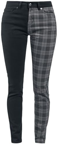 Rock Rebel by EMP Damen schwarz-graue Slim Fit Hose im Tartan Look