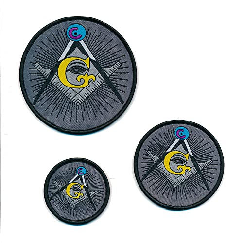 hegibaer 3er Set Masonic Mason Winkel und Zirkel Freimaurer Patch Aufbügler Aufnäher 0804