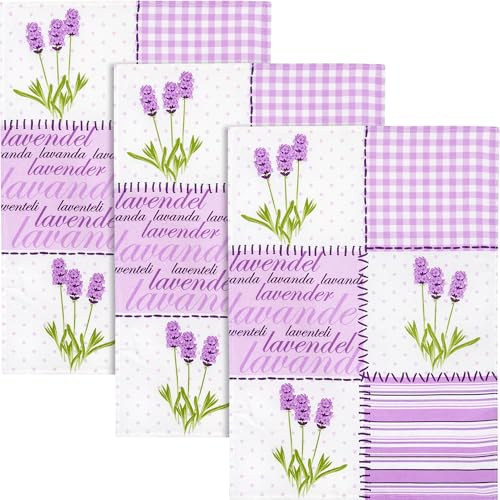 Kracht Geschirrtuch 3er-Pack Halbleinen Lavendel Größe 50x70 cm