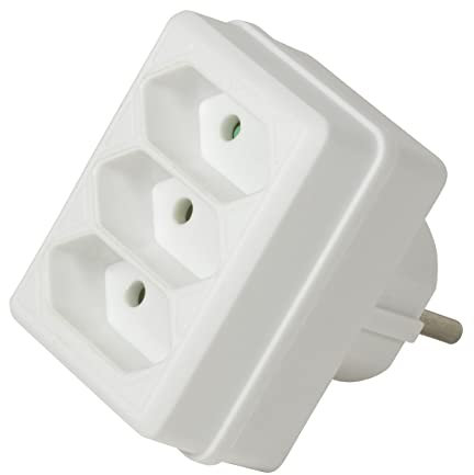 LogiLink LPS219 - Steckdosenadapter mit 3X Euro Buchsen (CEE 7/16) mit erhöhtem Berührungsschutz, weiß