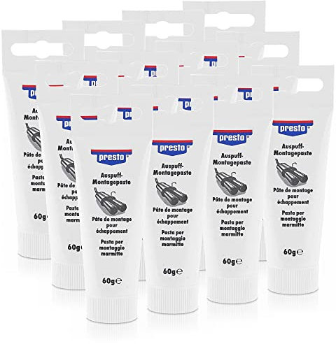 12x 60g Presto Auspuff-Montagepaste Auspuffmontagepaste Dichtmasse Dichtstoff Abgasanlage