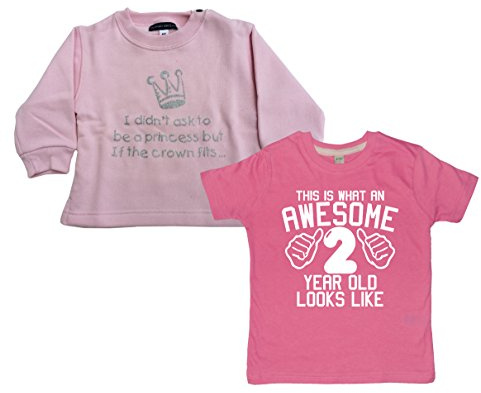 Edward Sinclair Awesome 2 & I Didn't Ask to be a Princess but if The Crown Fit T-shirt et sweat-shirt Rose - Rose - 2-3 ans