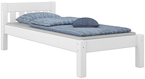 Erst-Holz Futonbett Einzelbett 100x200 Massivholzbett Kiefer weiß Bettrahmen mit Rollrost 60.38-10 W