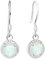 KristLand Damen Opal Ohrringe 925 Silber Ohrstecker Weißer Opal Zirkon Anhänger Hochzeit Damenschmuck Geschenkbox 9mm