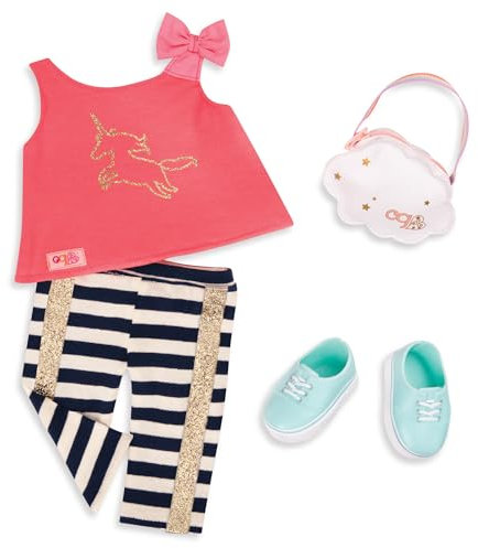 Our Generation - Outfit - Hose mit Galonstreifen und Einhorn Shirt