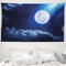ABAKUHAUS Mond Wandteppich und Tagesdecke, Vollmond Sternschnuppen aus Weiches Mikrofaser Stoff Waschbar ohne Verblassen Digitaldruck, 230 x 140 cm, Indigo Weiß