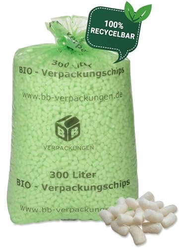BB-Verpackungen 10x 300 Liter BIO-Verpackungschips BIG (10 Beutel) | antistatisches Füllmaterial, leichte Polsterchips und 100% biologisch abbaubar