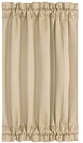PiccoCasa Blackout French Door Curtain Panel - Blackout Door Curtain 25x40 Inches Solid Drapery with Tiebacks - 1 Panel,Khaki