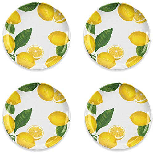 Lemon Fresh Melamine/Plastic/BBQ/Outdoor Dinner Plates Set (4)