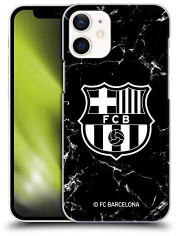 Head Case Designs Officially Licensed FC Barcelona Black Marble Crest Patterns Hard Back Case Compatible With Apple iPhone 12 Mini