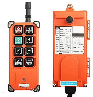 AJIC 8 Tasten Funk-Kran-Fernbedienung Sender und Empfänger Industriekanal Elektrische Hebebühne Funkschalter Empfänger ControllerReceiver (Color : 1+1 UHF 868 Mhz-380V, Size : 24V)
